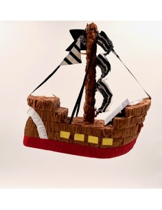 Bateau pirate-voiles noires et blanches 2